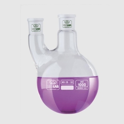 Slika Round bottom flasks with two necks, parallel arm, borosilicate glass 3.3