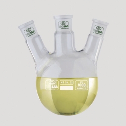 Slika Round bottom flasks with three necks, NS joints, angled side arms, borosilicate glass 3.3