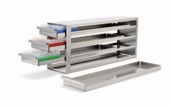 Racks with Sliders, for cryo boxes, stainless steel