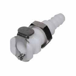 Quick-lock coupling plugs with valve, PMC Series, Acetal