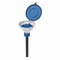 Safety funnels with hinged lid, V2.0, white/blue, HDPE
