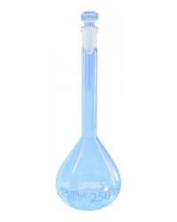 Volumetric Flasks Volac FORTUNA<sup>&reg;</sup>, boro 3.3, class A, with glass stoppers, blue graduation