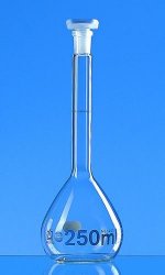 Slika Volumetric flasks, boro 3.3, class A, blue graduations, incl. DAkkS calibration certificate