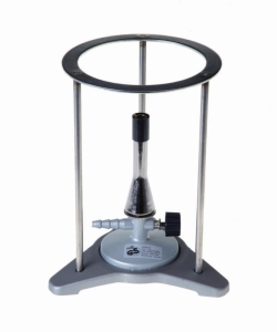 Safety tripod for laboratory gas burners