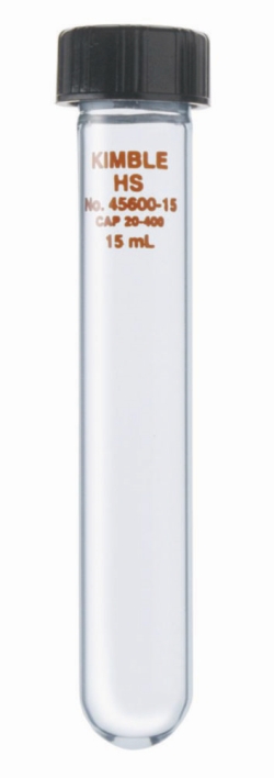 High speed centrifuge tube, borosilicate glass, with screw cap