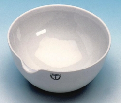 Slika Evaporating basins, porcelain, with spout, round bottom, medium form