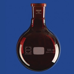 Round bottom flasks with conical ground joint, amber, DURAN<sup>&reg;</sup>