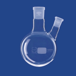 Round bottom flasks with two necks, side neck angled, DURAN<sup>&reg;</sup>