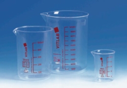 Griffin beakers PMP, with printed red scale