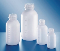 Medium neck bottles, series 307, HDPE with screw cap, PP