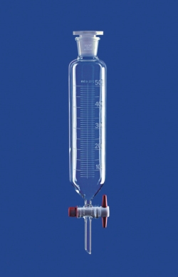 Slika Separating funnels, cylindrical, with PTFE key, borosilicate glass 3.3