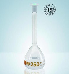 Volumetric flasks, DURAN<sup>&reg;</sup>, class A, amber stain graduation, with PE stoppers