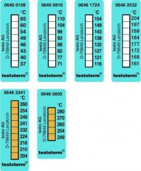 Slika 8-step irreversible temperature strips testoterm<sup><SUP>&reg;</SUP></sup>