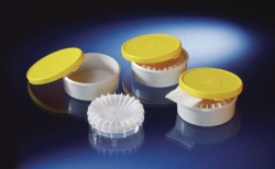 Sample containers external bin, PE with snap on lids