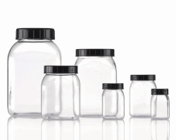 Square wide-mouth containers without closure, series 310, PETG