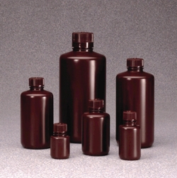Narrow-mouth bottles Nalgene&trade;, with closure, HDPE, amber