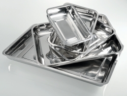 Trays, stainless steel, low form