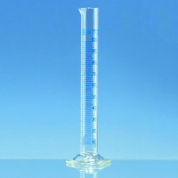 Measuring cylinders, boro 3.3, tall form, class A, blue graduations, with individual certificate