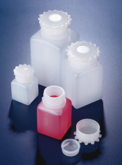 Wide-mouth square bottles with cap, HDPE