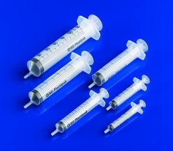 Disposable syringes, 3-piece, PP, sterile, with catheter hub