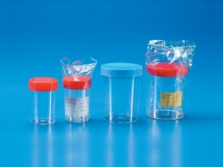 Sample containers, PS, with screw cap and label
