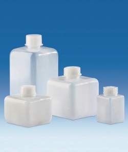 Slika Square bottles, narrow-mouth, HDPE, with screw cap, LDPE