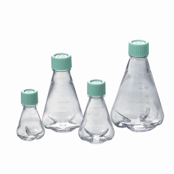 Erlenmeyer flasks, PETG, sterile, with baffled bottom