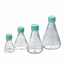 Erlenmeyer flasks, PC, sterile, with plain bottom