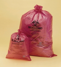 Slika Biohazard Disposal Bags, PP, Red, 38&micro;m