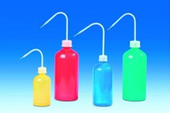 Coloured wash-bottles, narrow-neck, LDPE