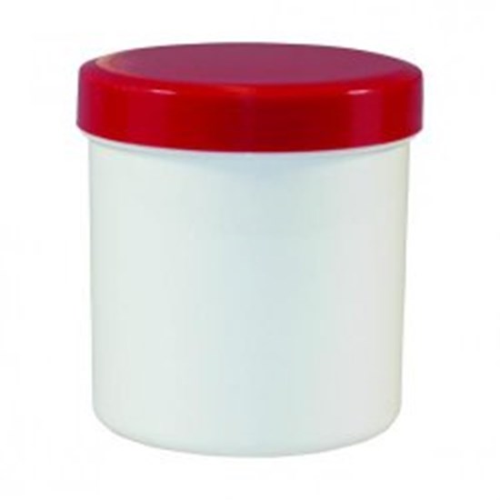 SCREW-CAP JARS 25 ML WHITE, PP, WITH RED