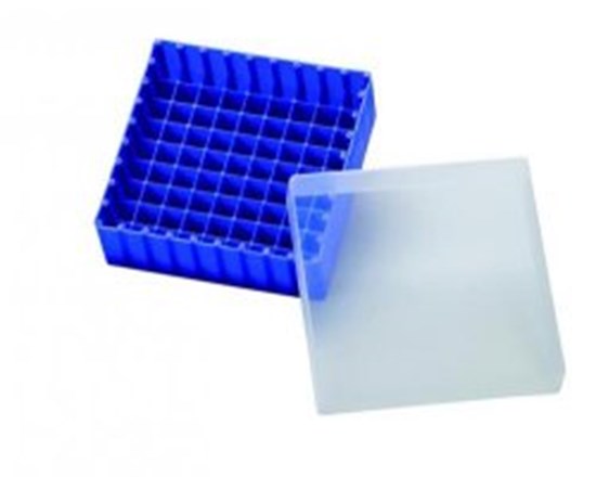 LLG-Storage box, PP, blue, for 1,5ml vials or 2ml shell vials,, with cover (67 x