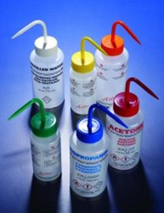 Slika Safety venting wash bottles, printed, wide-mouth, LDPE