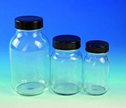 Slika Wide neck bottles, clear glass, with screw cap, plastic